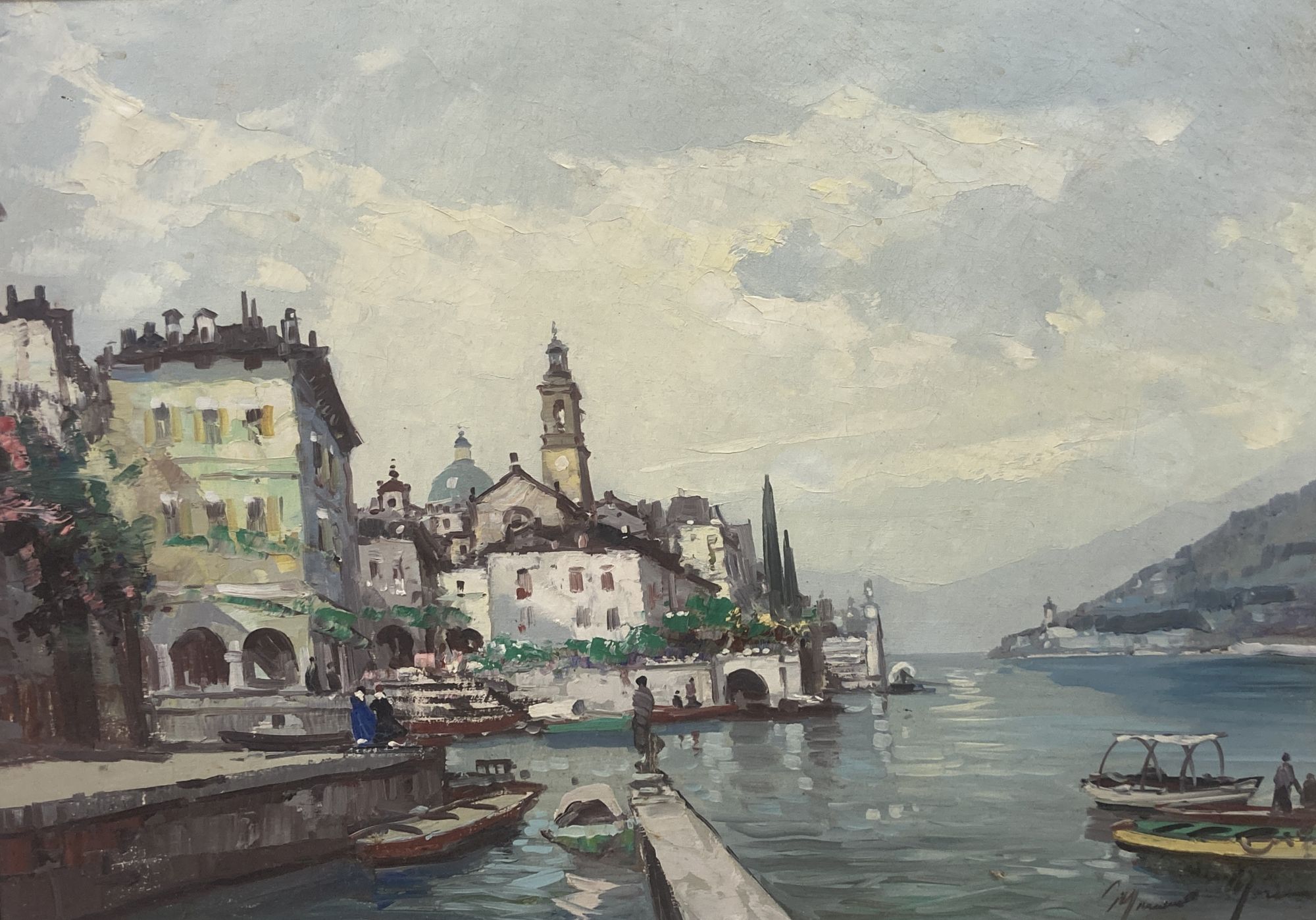 Mariano Moreno, oil on canvas, Lake of Como, signed, 48 x 68cm